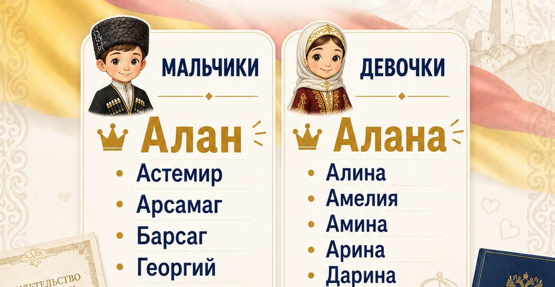 В Северной Осетии всё чаще выбирают национальные и старинные имена